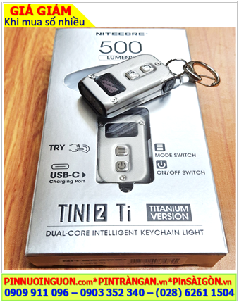 Nitecore TINI2 titanium, Đèn móc khóa Nitecore TINI2 titanium (500 lumens, LED OSRAM P8, vỏ Titan)